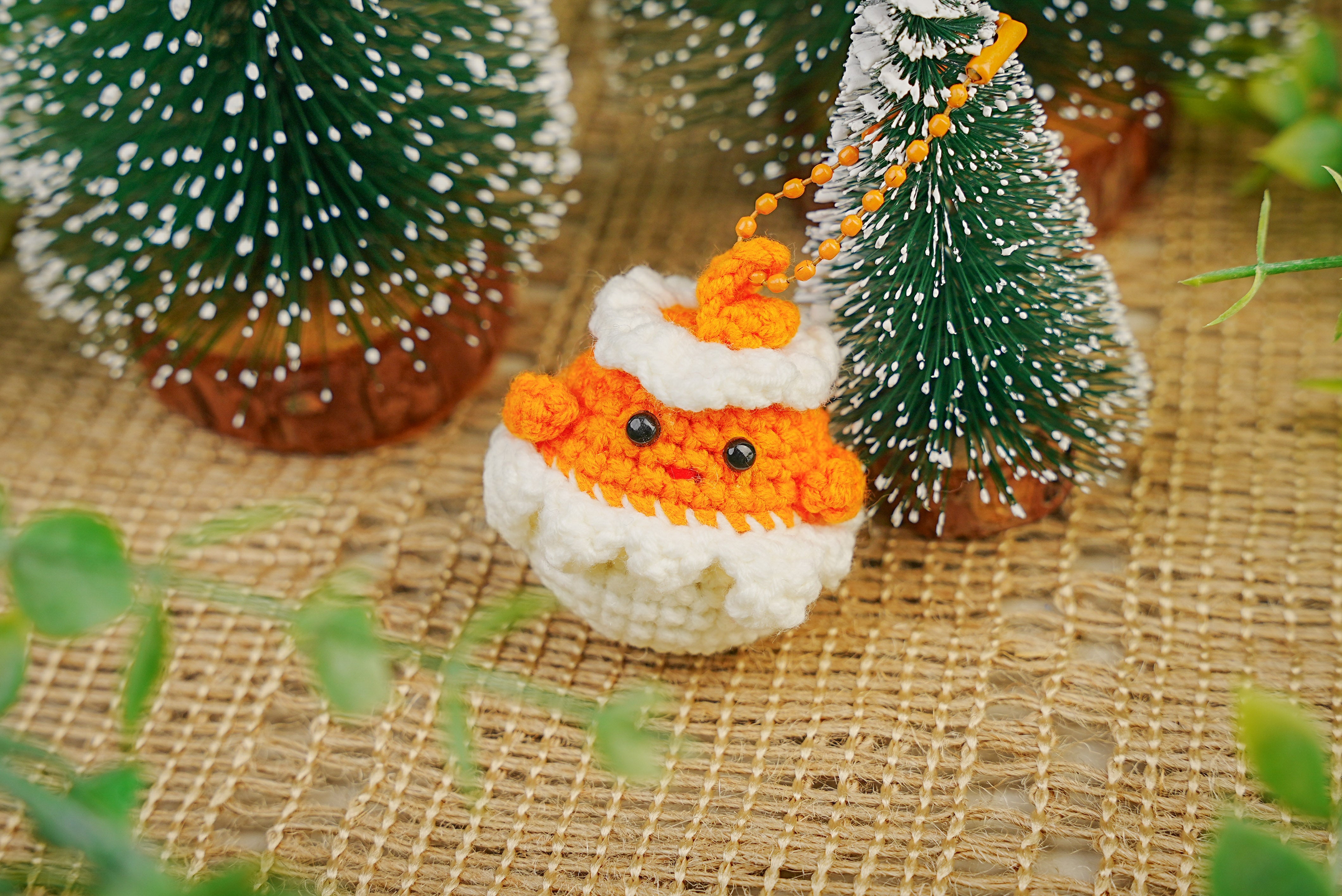 Eggshell Buddy Crochet Charm Keychain